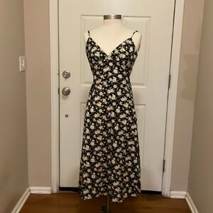 Forever 21 Black Floral Midi Dress